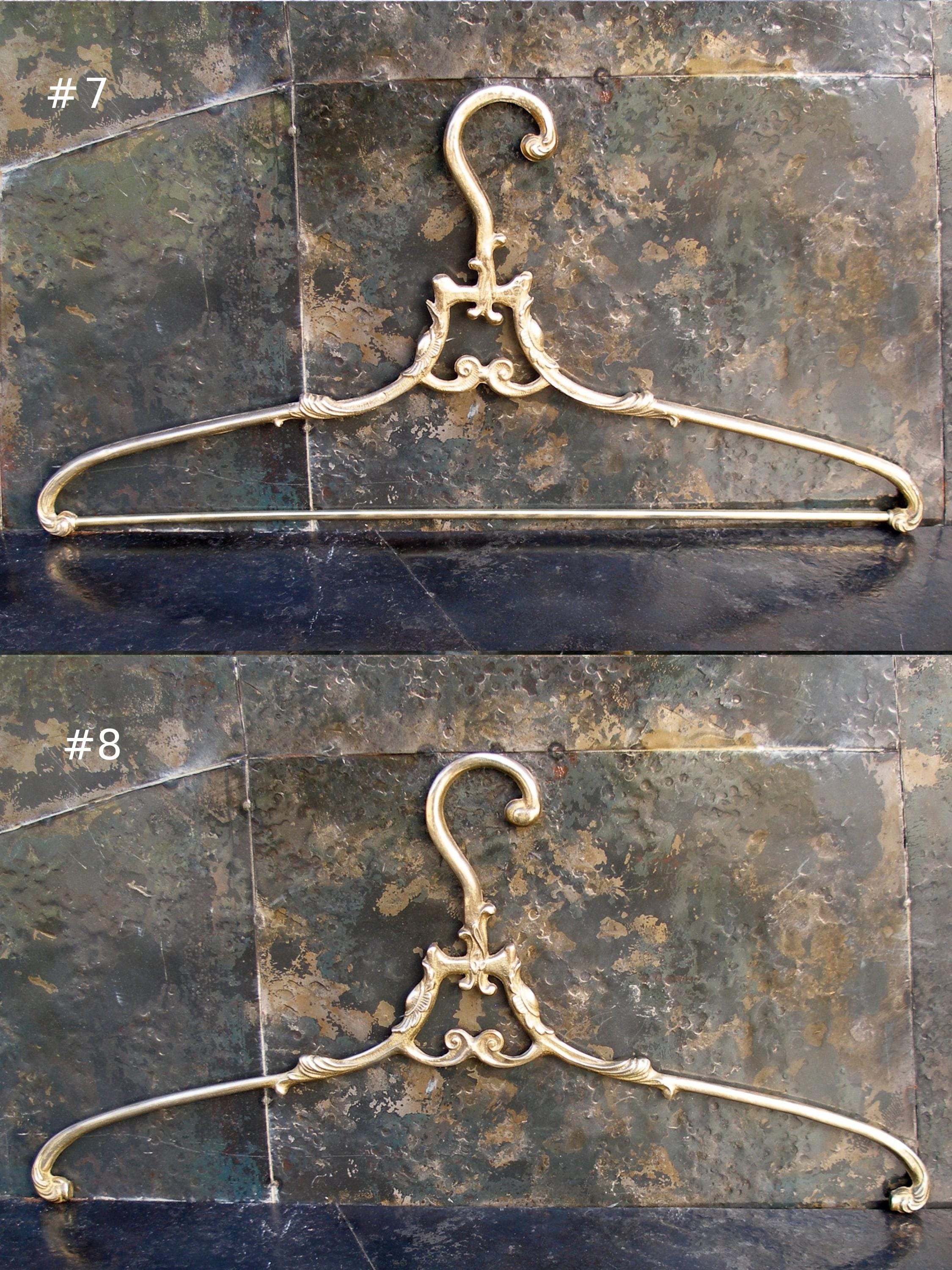 vintage brass wedding dress hanger-antique bridal hangers-old brass hangers-vintage brass coat hanger-brass clothes hangers-wardrobe