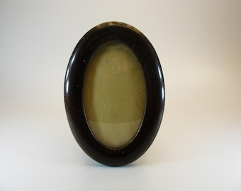 Antique Art Deco Oval Wood Photo Frame, 1910s Home Decor