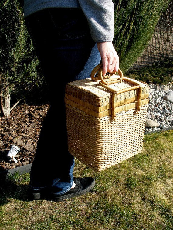 Summer Picnic Bag, Vintage Wicker Handbag, Wicker