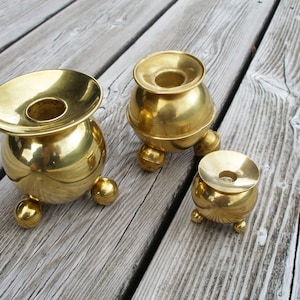 Retro Brass Scandinavian Candle Holders,Swedish Candleholders, Brass Sphere Candle Holders, Fireplace Decor, Desk Decor