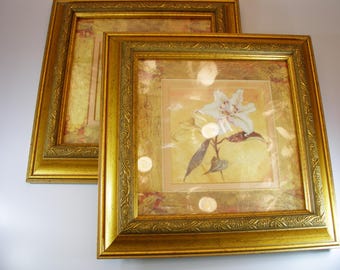 Golden Wood Picture Frame, Vintage Home Decor (2 pcs)