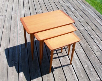 Set of 3 Midcentury Teak Nesting Tables – Scandinavian Design, Torpe Möbelfabrikk 1960s