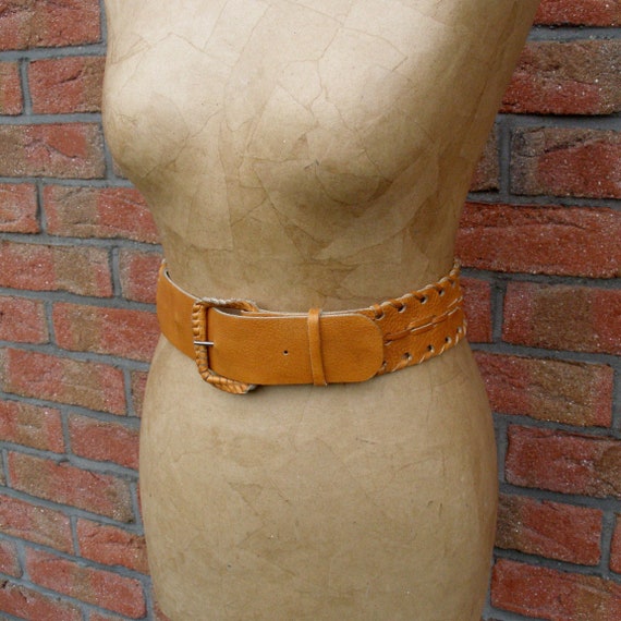 Vintage Leather Belt, Brown Leather Belt, Leather… - image 1