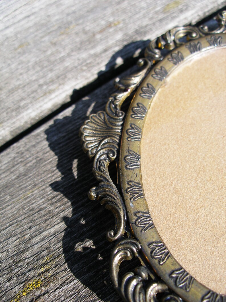 Vintage 60\u2019s brass photo frame-Ornate brass frame-Brass picture frame-Vintage brass glass photo frame-Home D\u00e9cor-Housewarming Set of 2 pcs