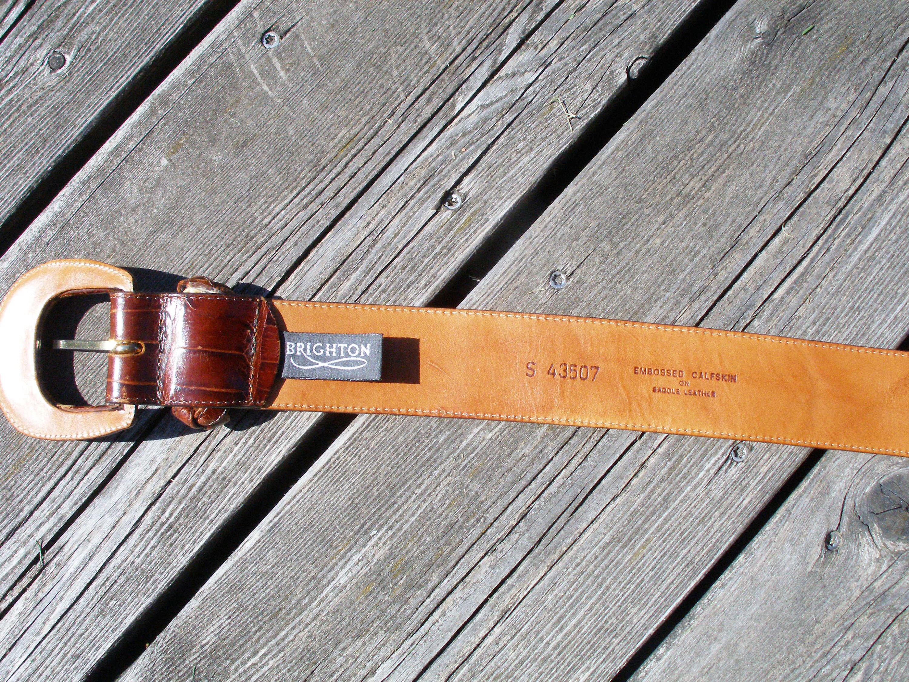 Embossed Calfskin on Saddle Leather Women’s Belt Croc Embossed Genuine Leather Western Women main image 4