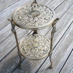 2 Level Flower Pot Stand, Brass Plant Stand,  Vintage Brass Planter Holder, Bucket Stand, Art Deco, Brass Art, Home Décor, Garden Decor