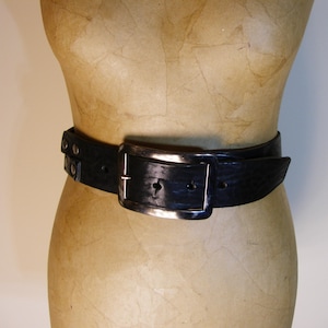 Long real black leather belt-vintage wide leather belt-waist belt-women black belt-belt for jeans-wide black belt-solid buckle