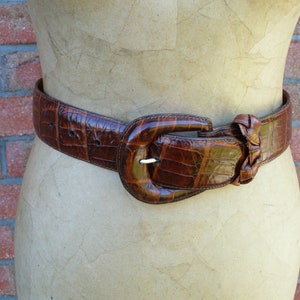 brown belt-embossed calfskin on saddle leather-leather belt-vintage brown leather belt-women leather belt-waist belt