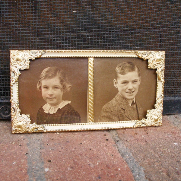 double brass photo small frame with glass, Vintage 60’s brass picture frame, Double picture frame, Ornate brass frame, Home décor