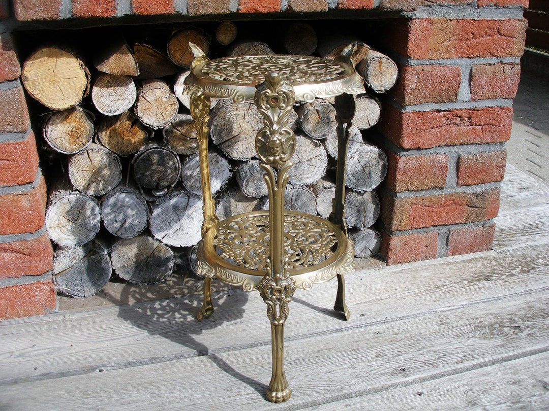 Brass Plant Stand, Flower Pot Stand, Vintage Brass Planter Holder