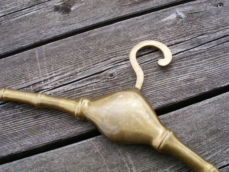 Rare brass bamboo dress hanger, vintage brass clothes hanger, antique brass bamboo hanger, old vintage brass hanger, brass coat hanger image 4