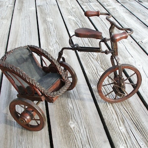 vintage tricycle-cyclist gift-retro bike-tricycle model-vintage tricycle-cyclist decor-retro tricycle-mowing parts-handmade-gift idea