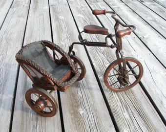 vintage tricycle-cyclist gift-retro bike-tricycle model-vintage tricycle-cyclist decor-retro tricycle-mowing parts-handmade-gift idea