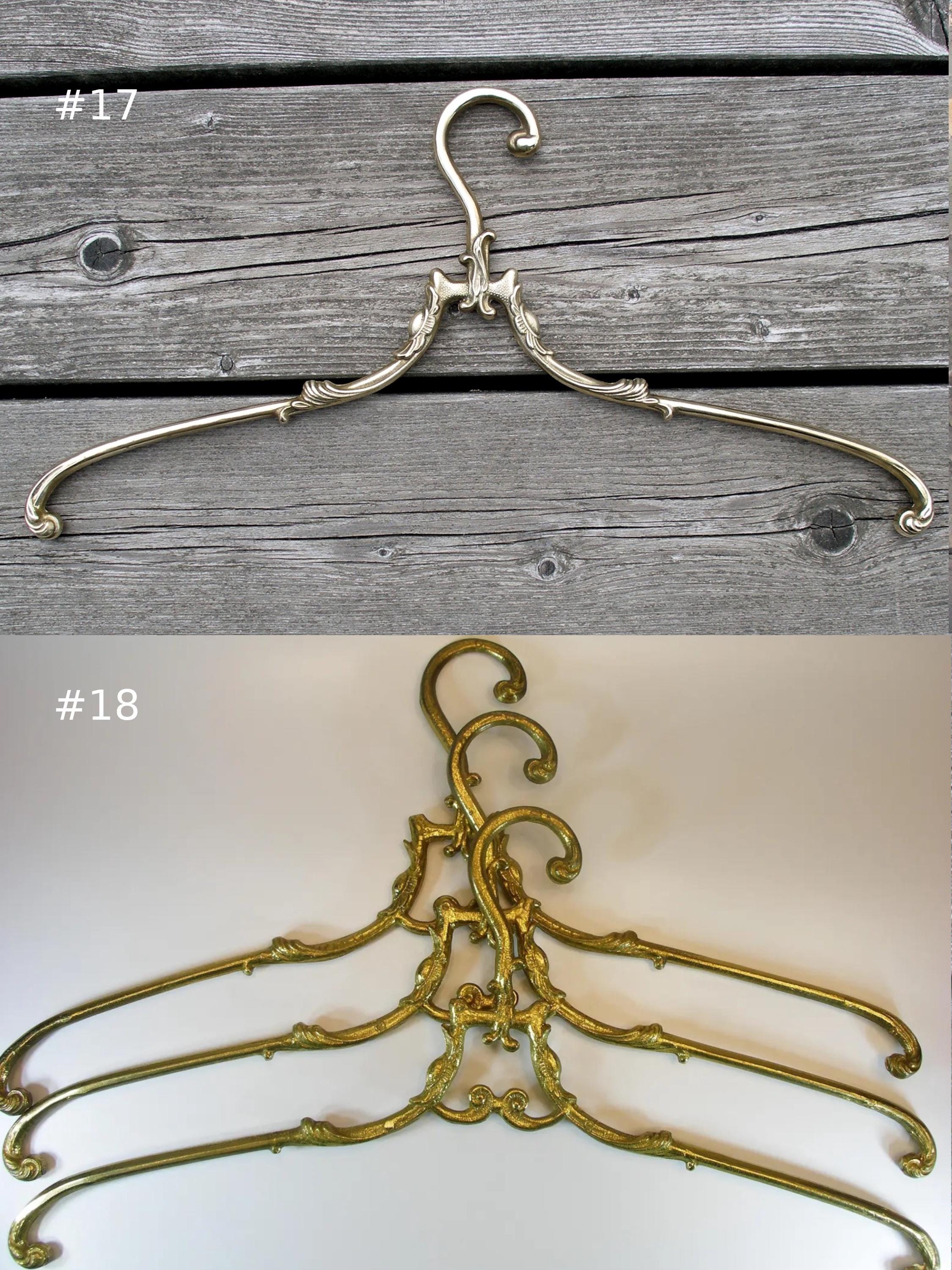 vintage brass wedding dress hanger-antique bridal hangers-old brass hangers-vintage brass coat hanger-brass clothes hangers-wardrobe