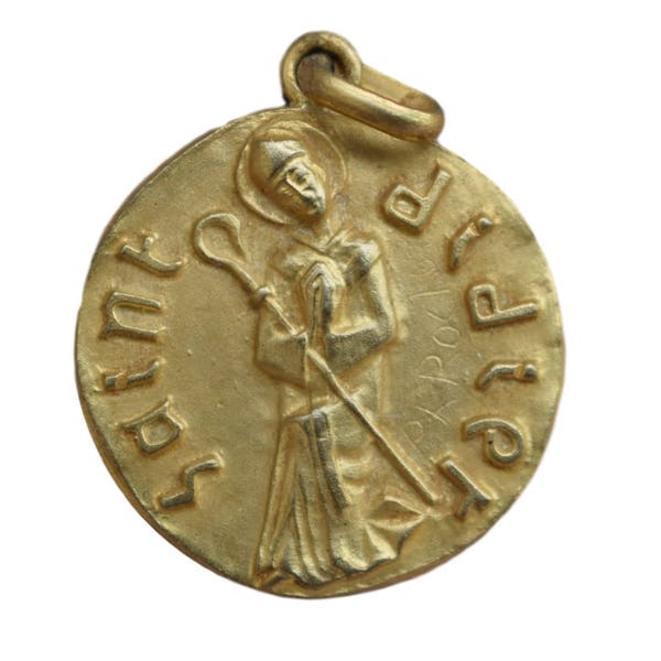 Saint Didier Desiderius Medal Vintage Gold Pendant Charm por Philippe Roch