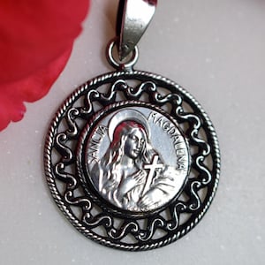 Colgante de Santa María Magdalena, medalla católica de plata calada, regalo religioso