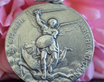 Archangel Michael Against the Dragon Medal, Saint Michael Amulet, Pendant Necklace for Men