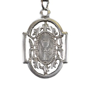 Communion Medal Chalice Pendant, Personalized Engraving Pendant, French Antique Charm