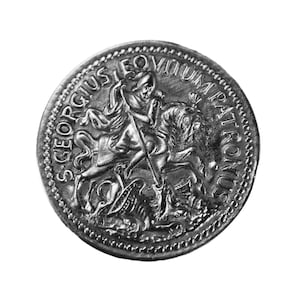 Large Saint Georges and the Dragon Medal Soldier Pin Brooch