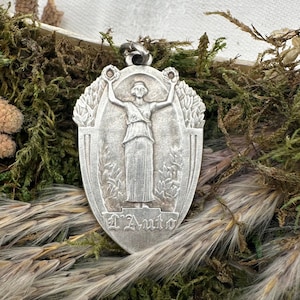 Art Deco Pendant, 1930s Lady Jewelry, Gift For Her, Silver Charm, Gift for Car Lovers, Vitality Beauty Victory Amulet