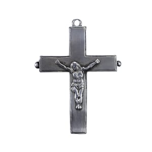French Antique Sterling Silver Reliquary Crucifix Pendant