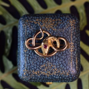 18K Gold-filled Snake Pin Brooch by SAVARD Fix, Snake Jewelry, Ruby Paste Stone
