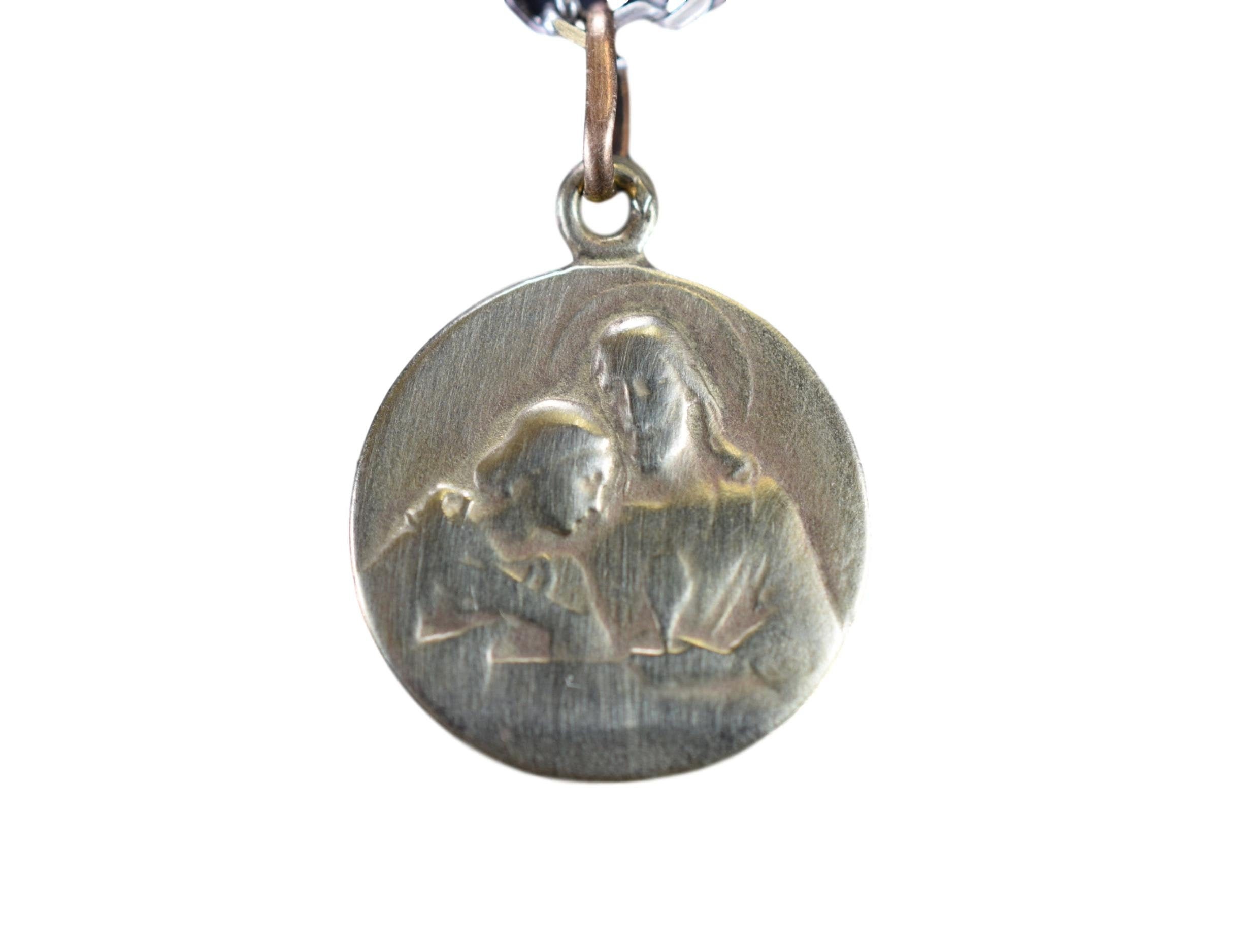 Médaille de Communion Antique Français Eucharistie Pendentif d'argent