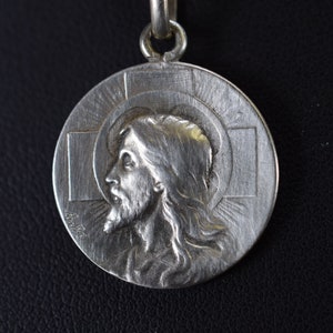 Antique Silver Jesus Christ Pendant, Catholic Necklace for Men, Gift for Her
