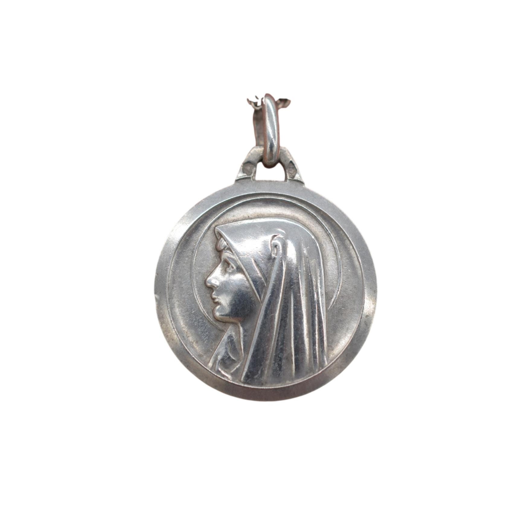 Pendentif Sterling de Médaille Lourdes Mary d'argent