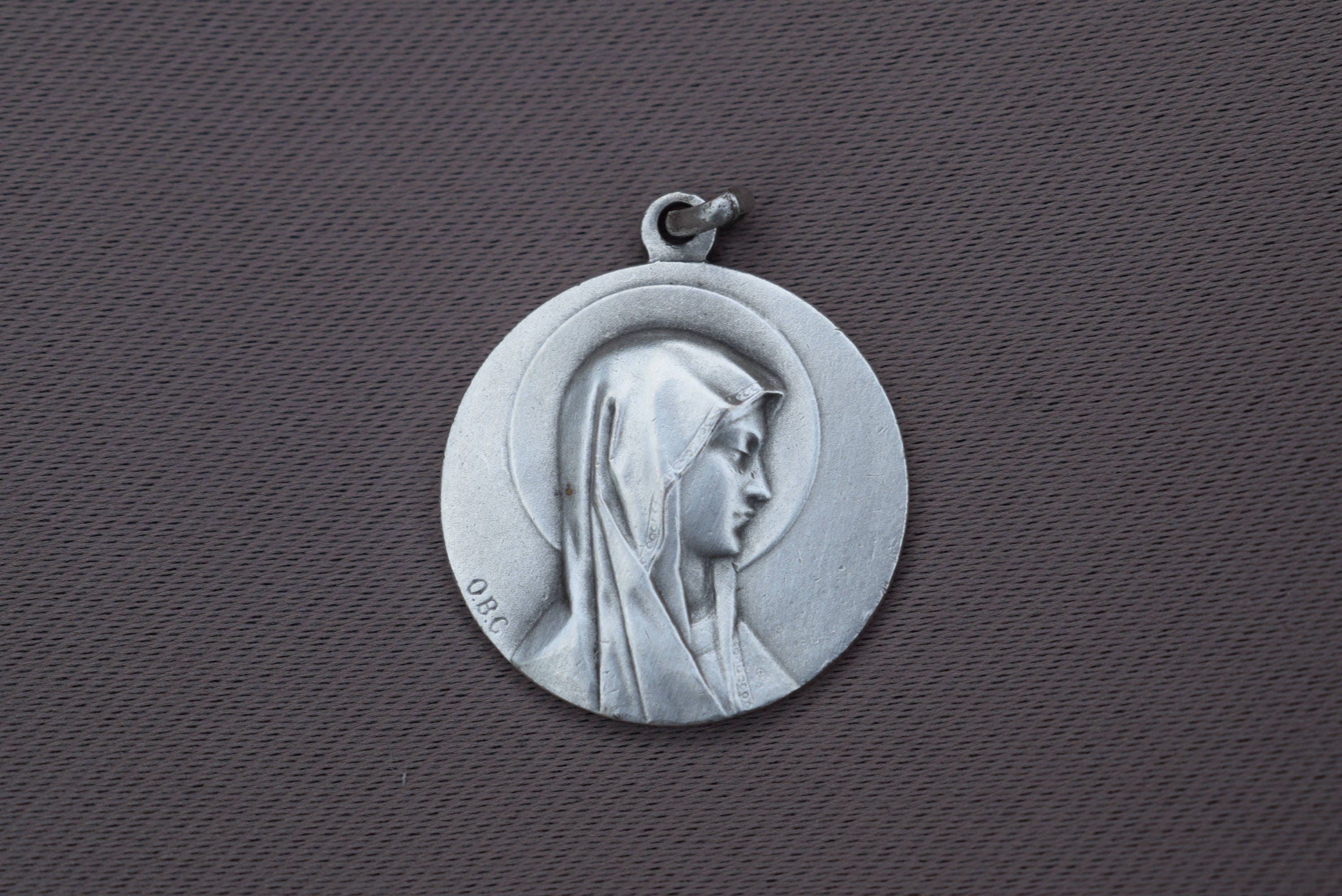 Médaille Notre-Dame de Lourdes - Millésime Français Grand Pendentif Médaille d'argent Vierge Marie P