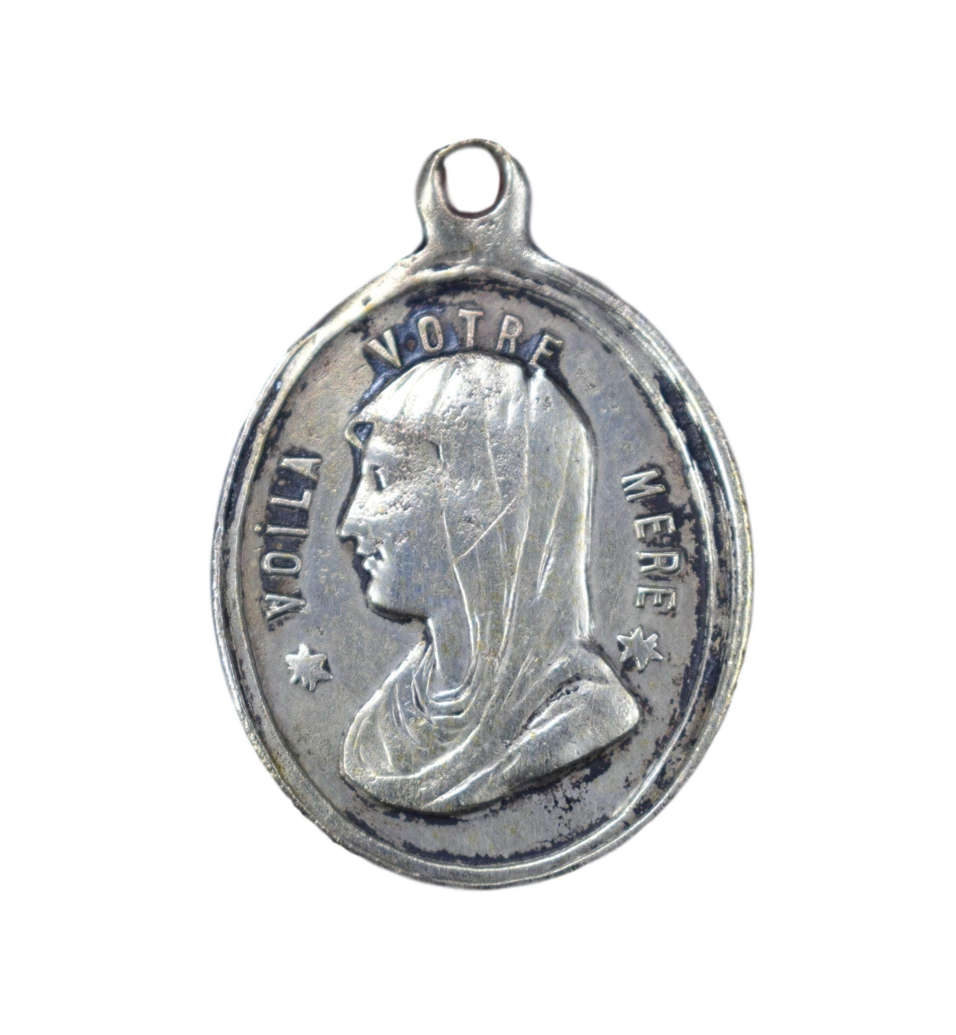 Médaille de Votre Mère, Pendentif de Miséricorde Jésus, Français Charme Religieux Antique, Cadeau Ca