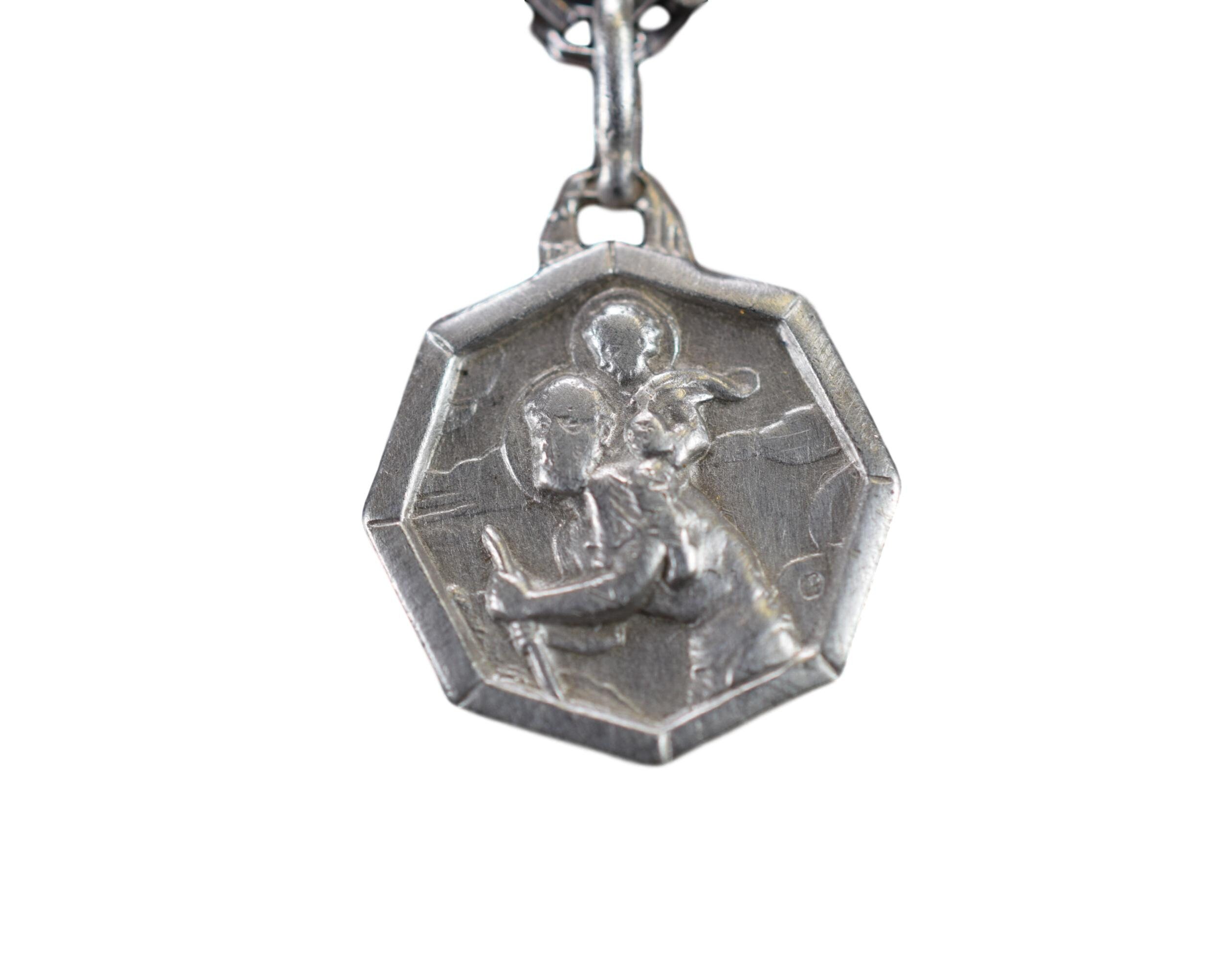 Français Antique Saint Christopher Sterling Médaille d'argent