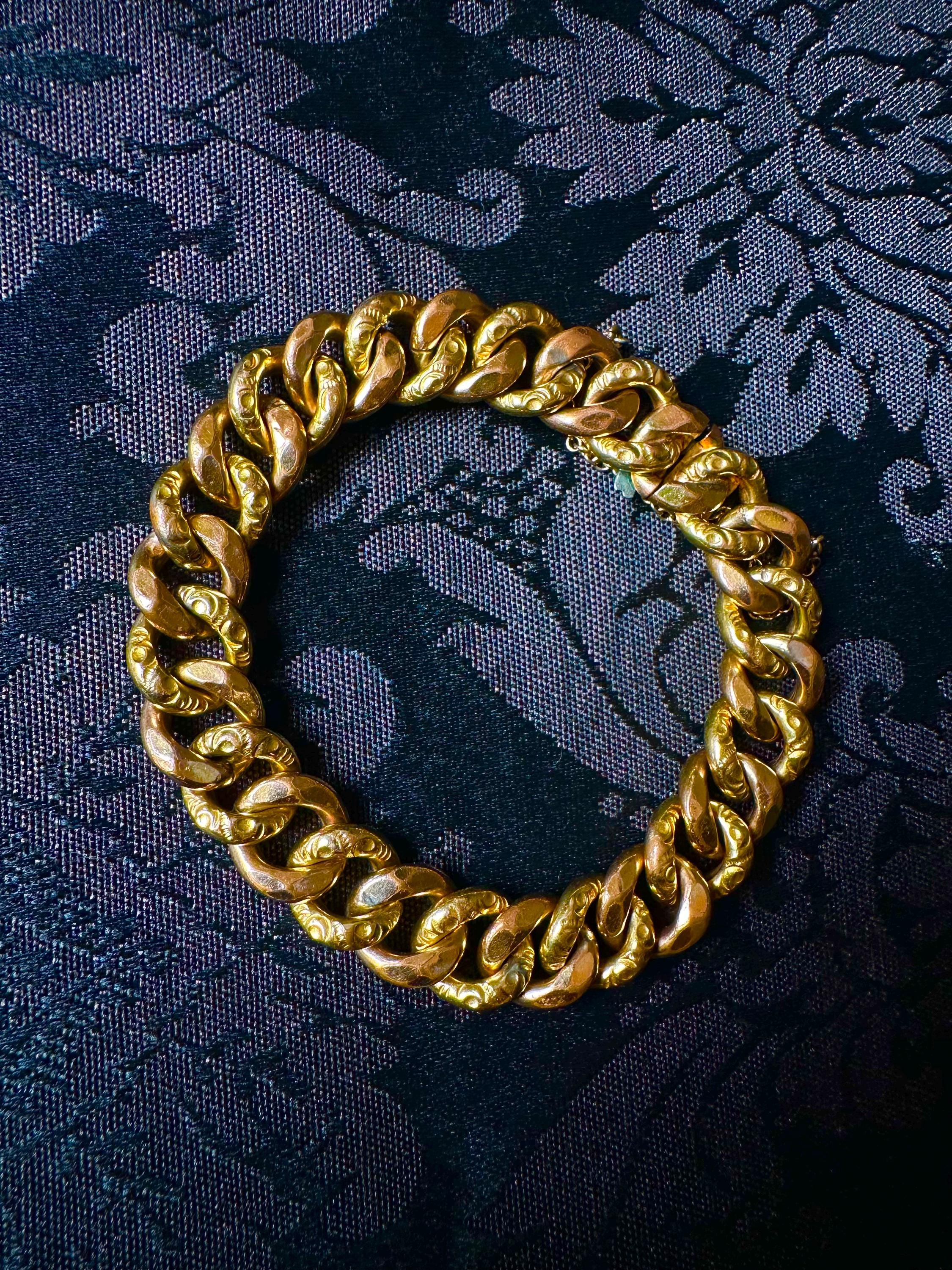 1950s Gold Filled Cuban Link Bracelet by Murat, Beautiful French