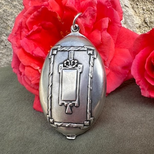 Beautiful 800 Silver Mirror Locket Pendant, Necklace Medallion, Gift for Her