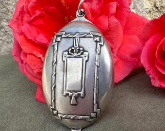 Beautiful 800 Silver Mirror Locket Pendant, Necklace Medallion, Gift for Her