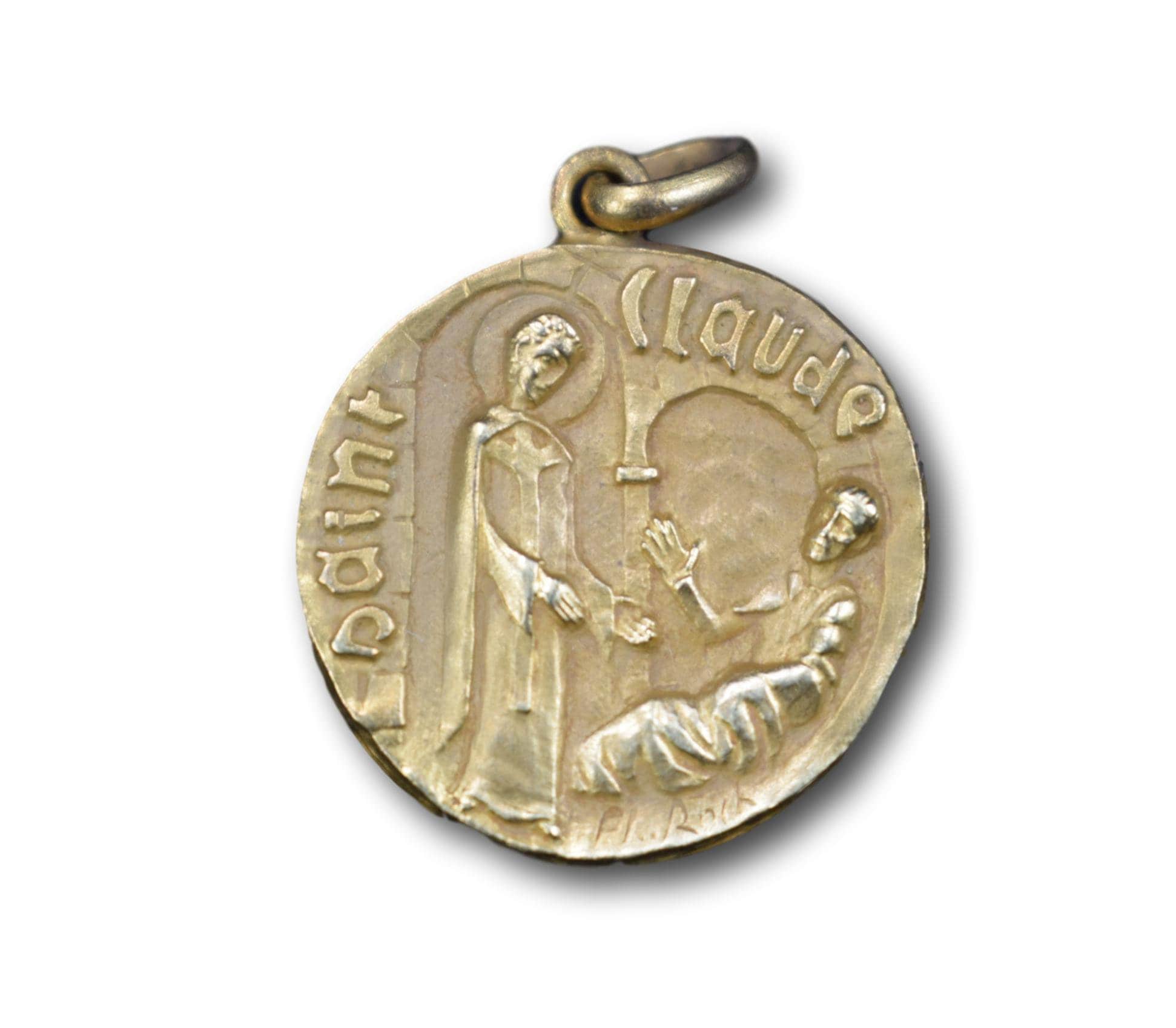 Médaille Saint Claude, Pendentif d'or Cru Religieux Français Par Philippe Roch, Médaille Du Design M