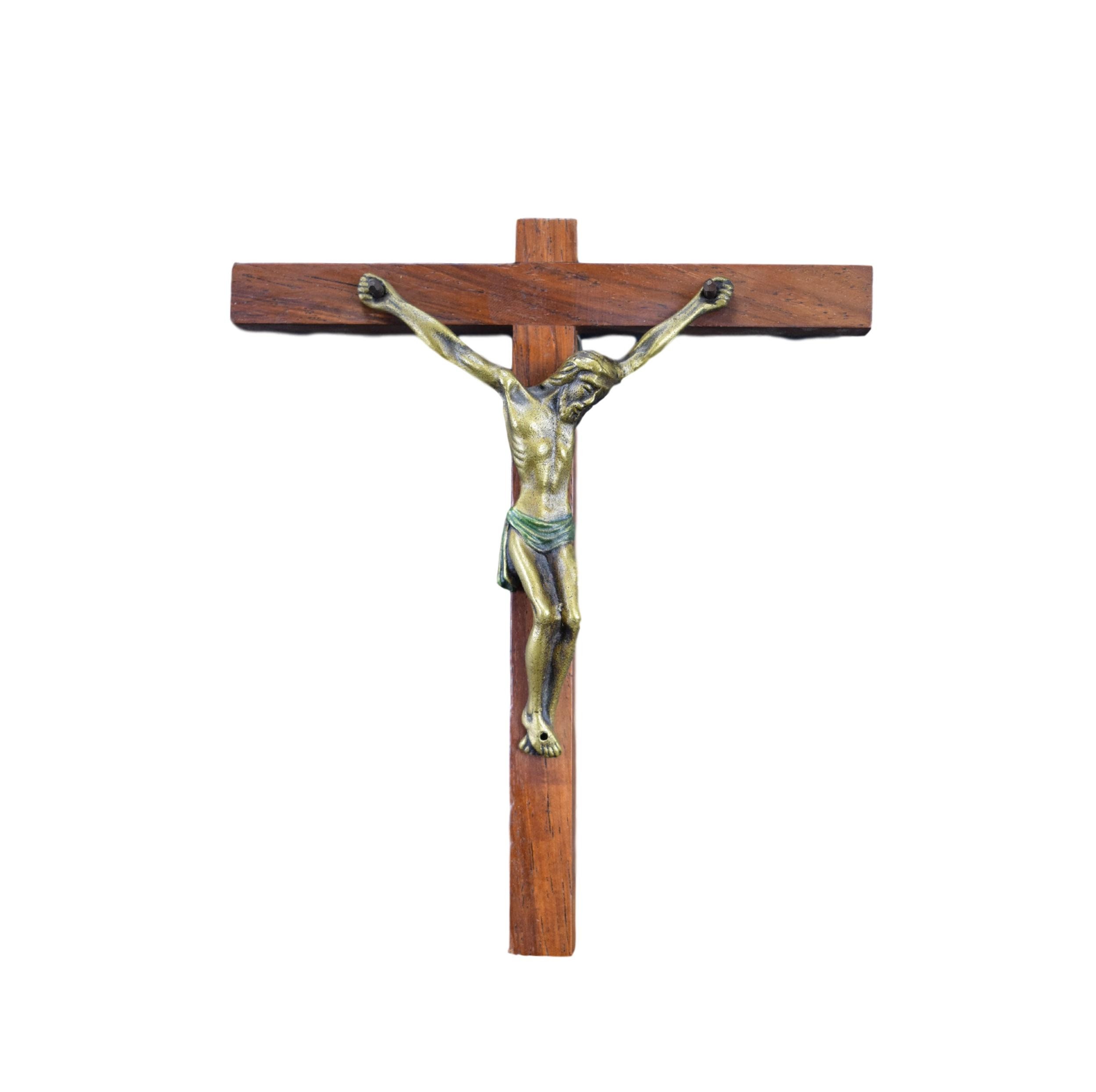 Crucifix Français Croix de Mur en Bronze Du Milieu Siècle