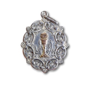 Large Sterling Silver Gold Chalice Medal Pendant