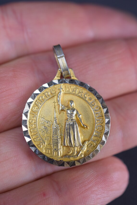 Joan of Arc Gold Medallion Religious Pendant Gift for… Gem