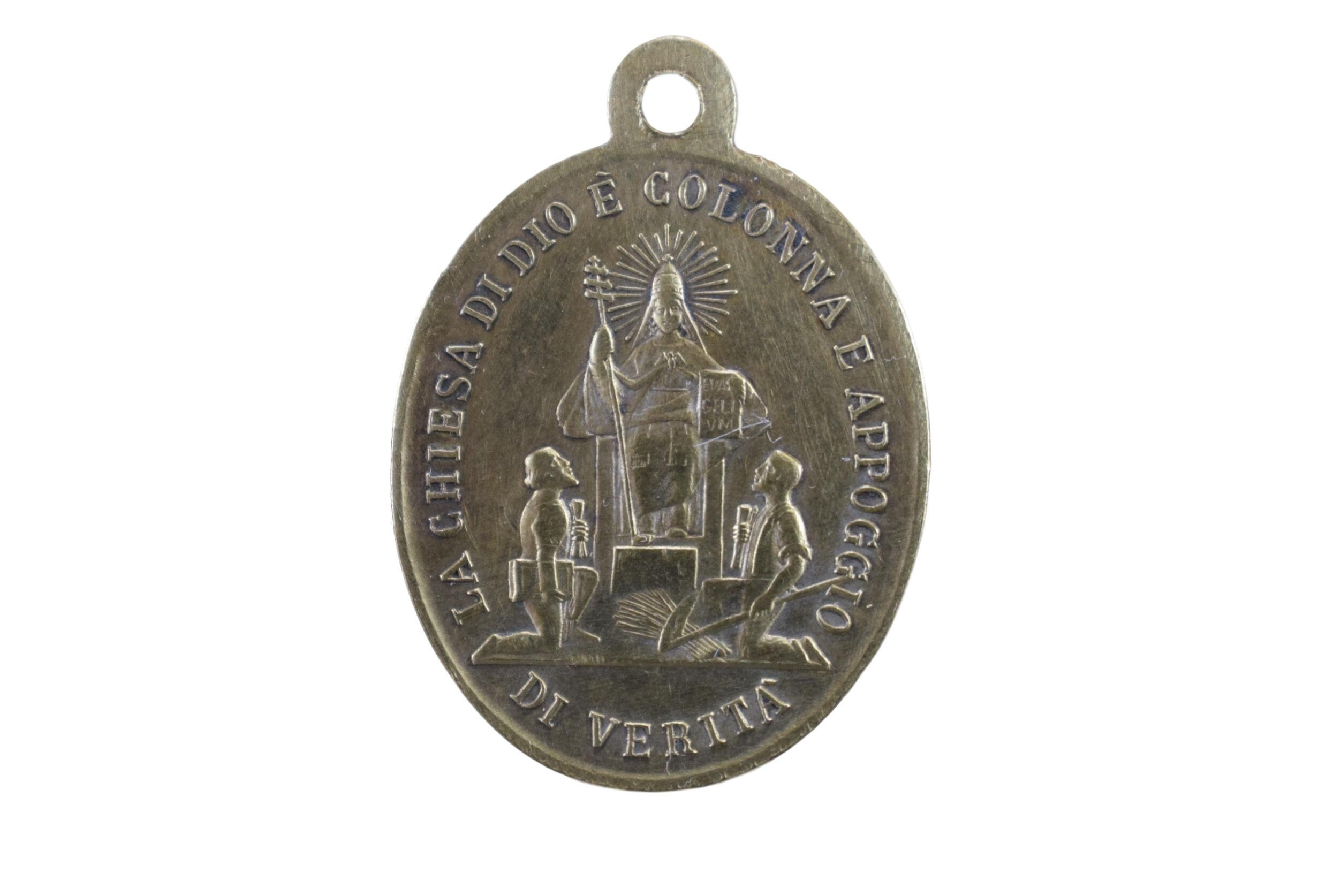 Médaille Antique Italienne de La Chiesa Di Dio Vivo È Colonna E Appoggio Verità Pape Léon Xiii
