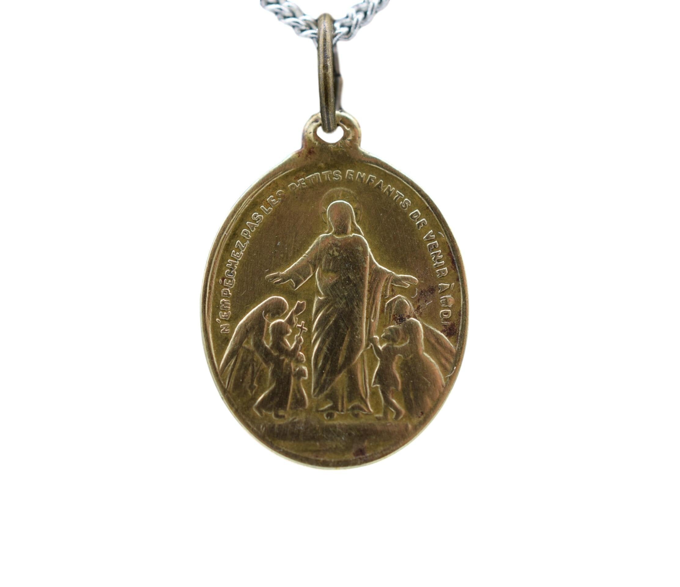 Matthew Gospel 1914 Pendentif Jésus et Médaille Des Enfants