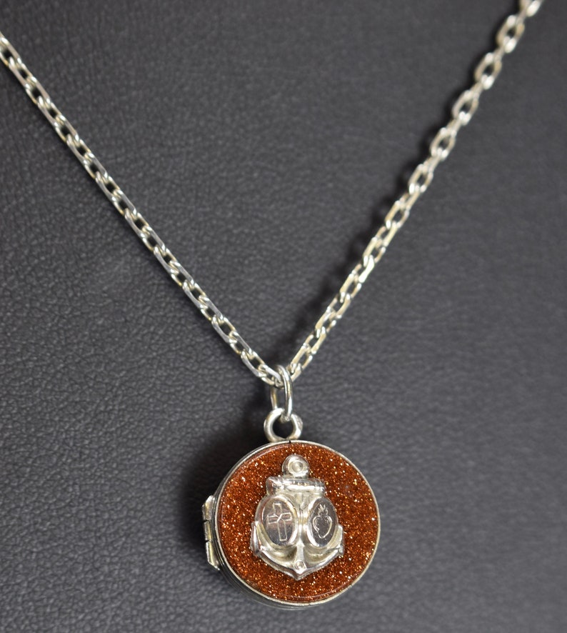 Sterling Silver Sunstone Locket Necklace Reliquary Pendant Etsy