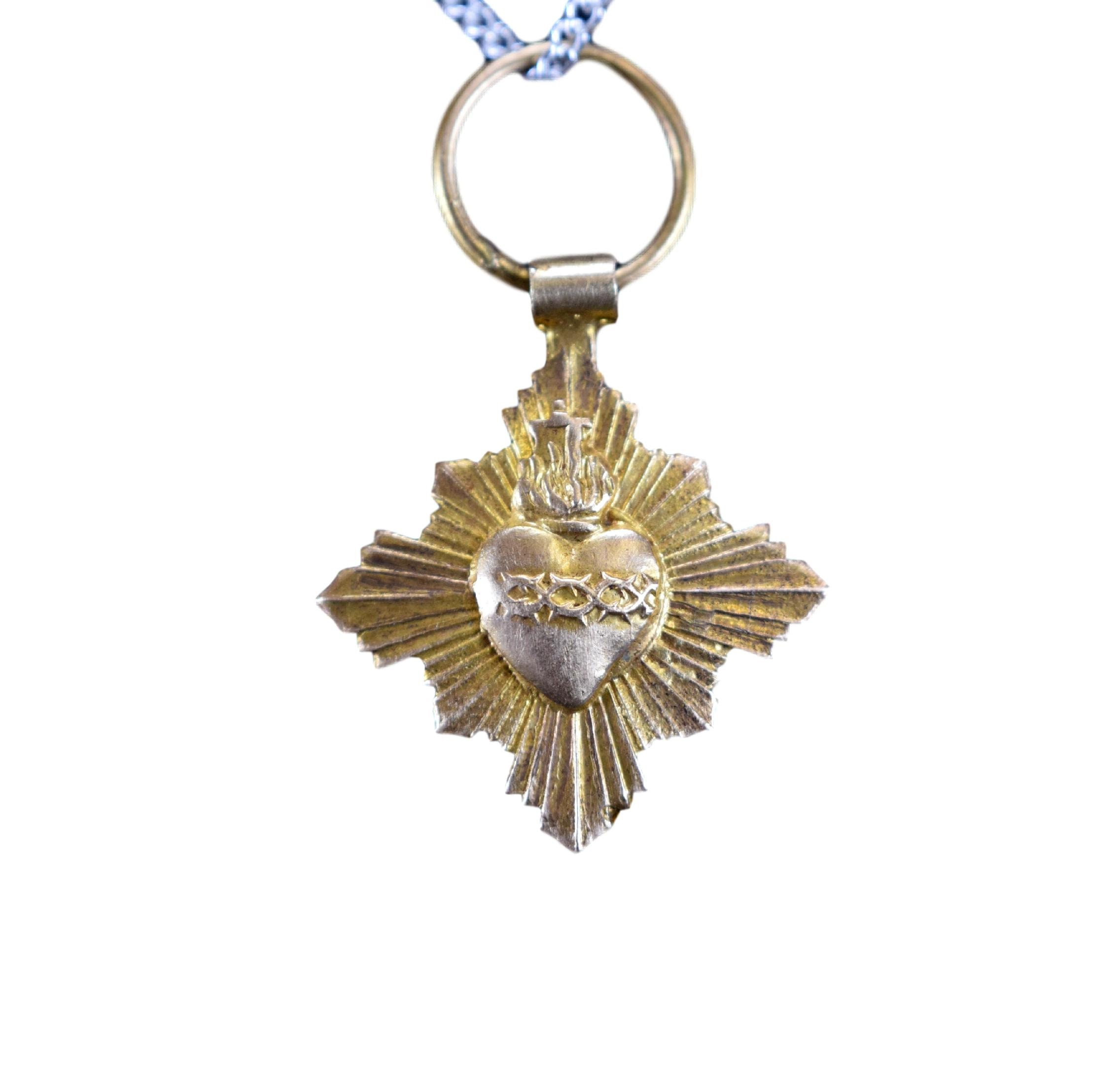 Médaille de Pendentif d'or Sacré Coeur