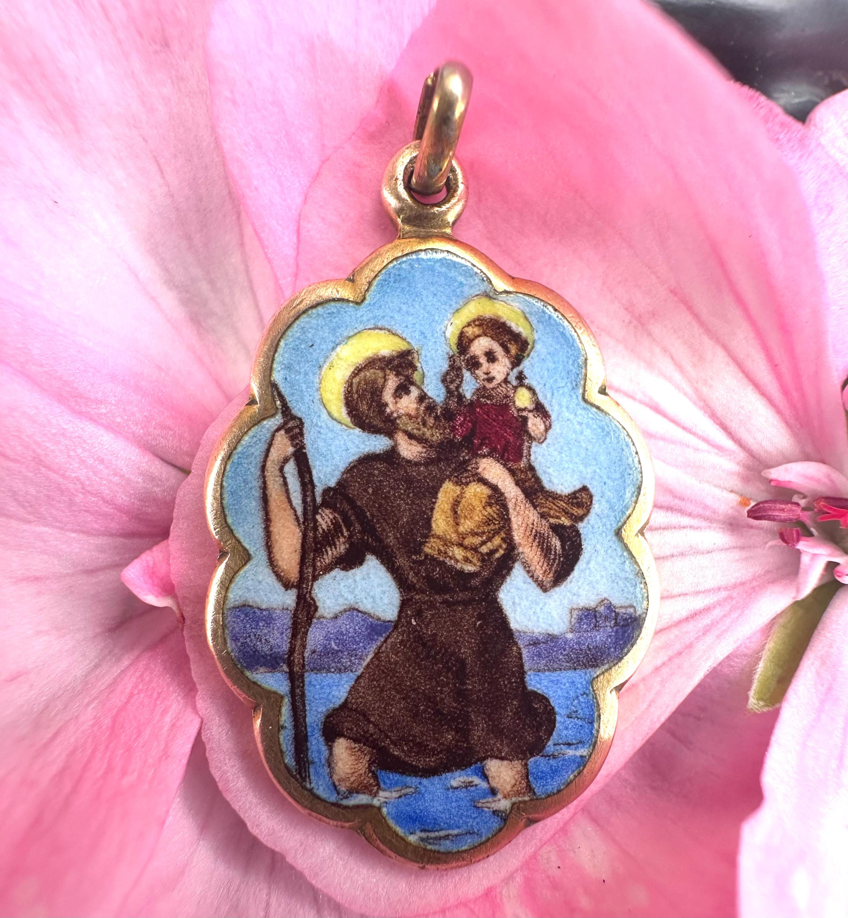 Enamel saint christopher medal Etsy France