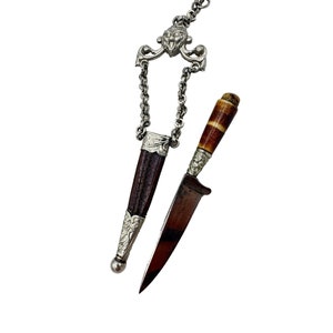 RARE Vintage Knife Chatelaine Pendant, Pocket Knife Necklace, Jewelry Miniature Penknife