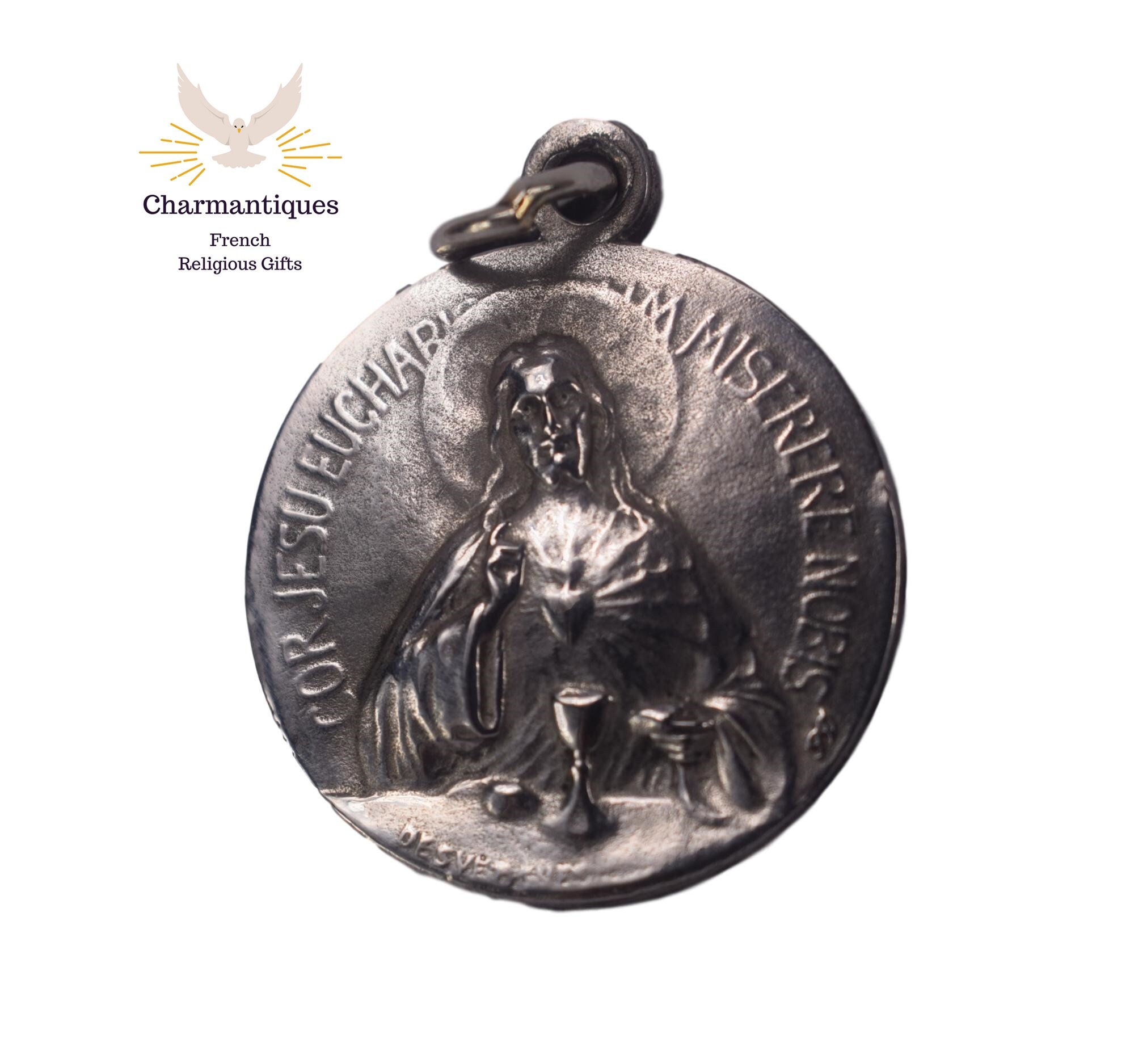 Français Médaille Religieuse Pendentif Par Charles Desvergnes, Pendentif Jésus-Christ, Cadeau de Com