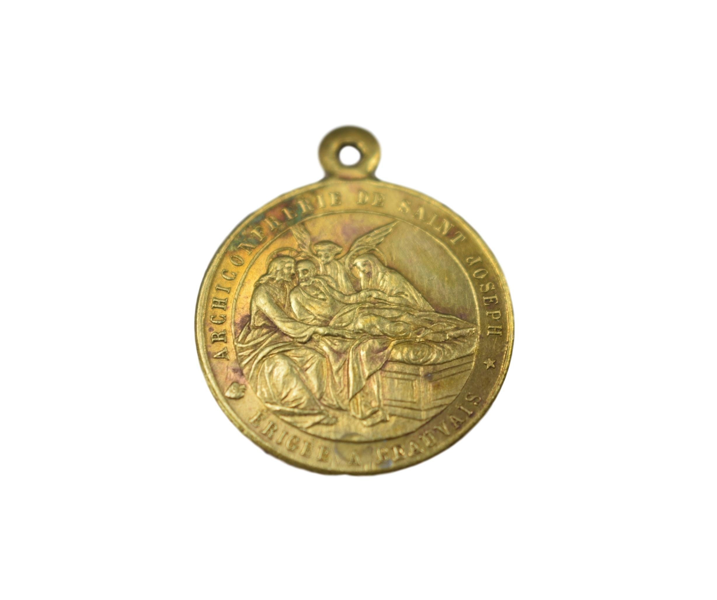 Archonfraternité Antique de Saint Joseph Beauvais Médaille Pendentif Charm Sacrement L'onction Extrê