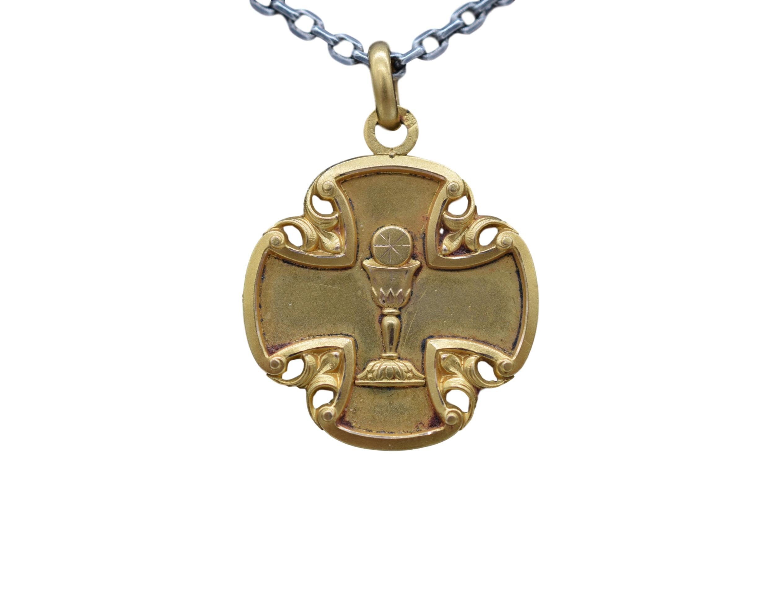 Or Fix Calice Communion Médaille Pendentif Charme 1921