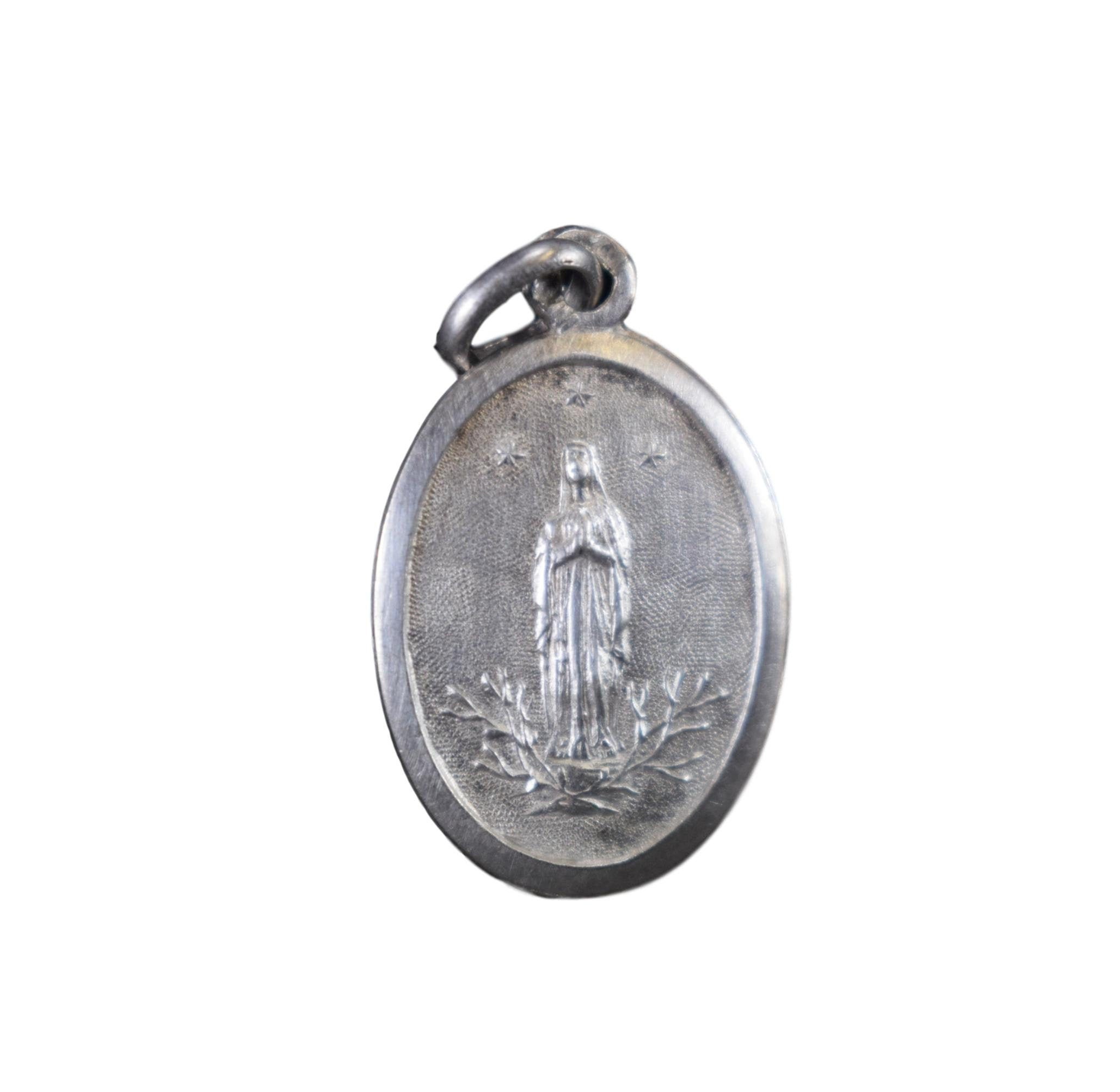 Français Antique Sterling Silver Medal Souvenir de Lourdes