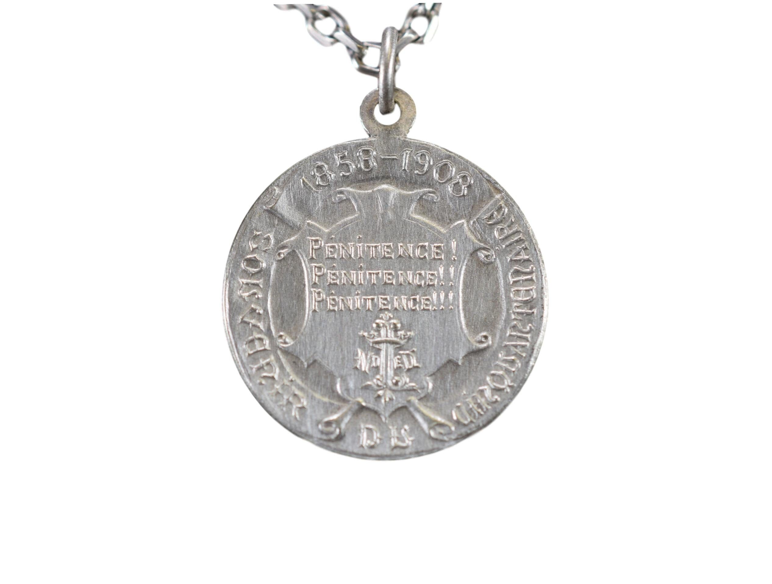 Lourdes 1858-1908 Penitence Souvenir de La Médaille Des Années Cinquante